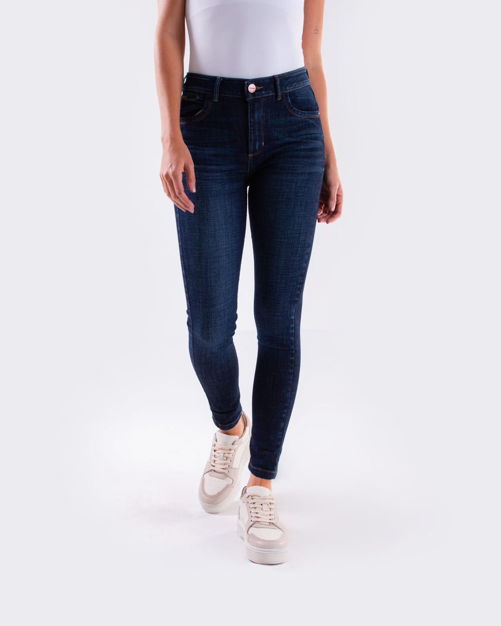 Jean Dama Oxford 041364 Tiro Alto Azul Oscuro
