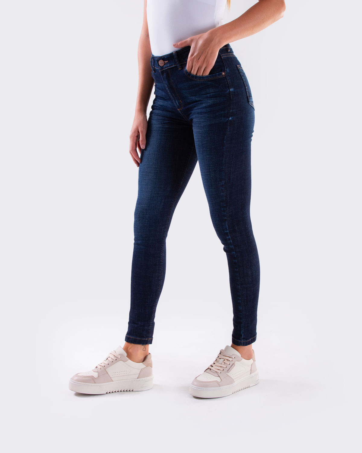 Jean Dama Oxford 041364 Tiro Alto Azul Oscuro