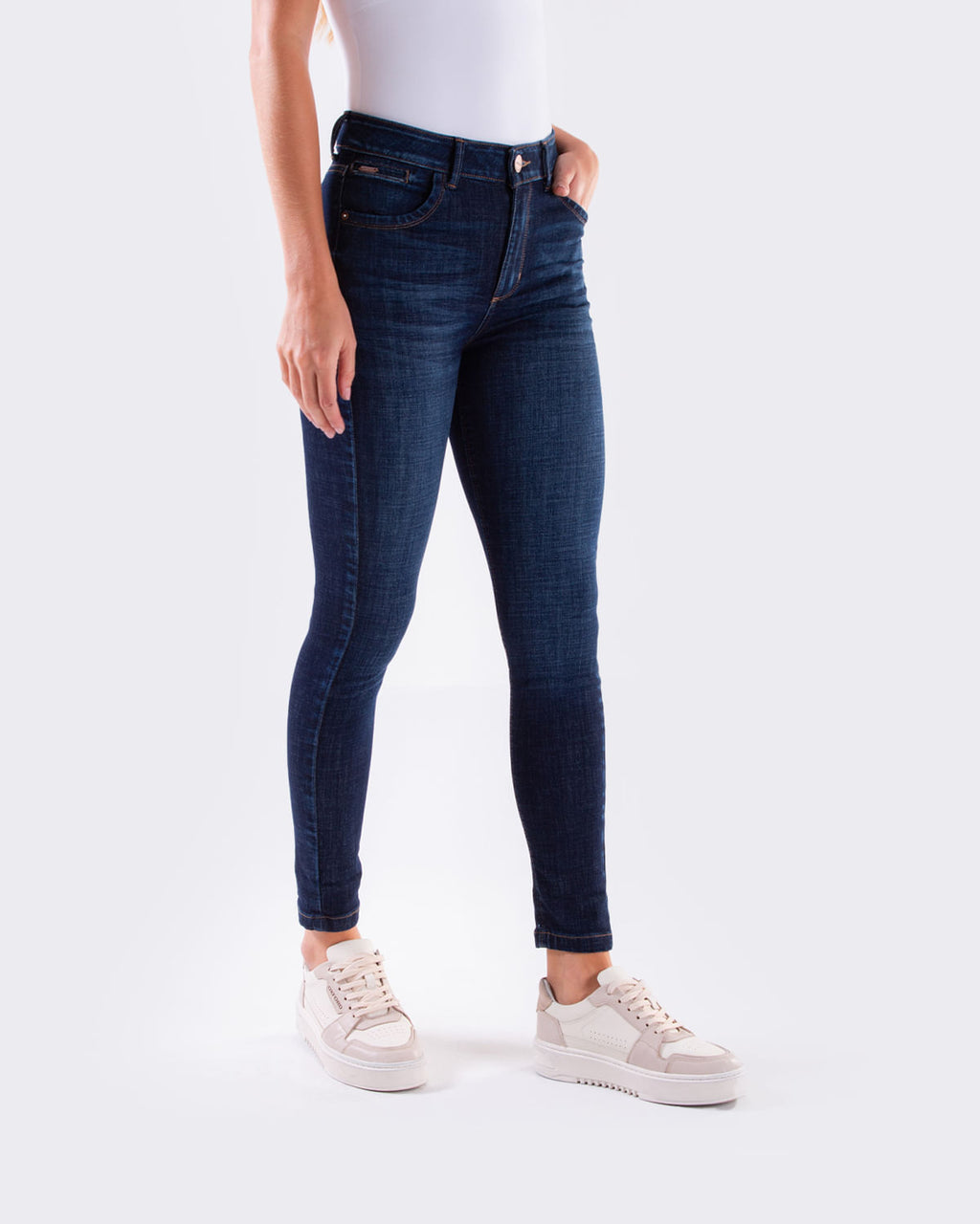 Jean Dama Oxford 041364 Tiro Alto Azul Oscuro