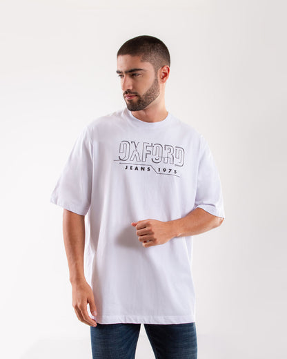 Camiseta Cuello Redondo Oxford 333609 Oversized Blanco