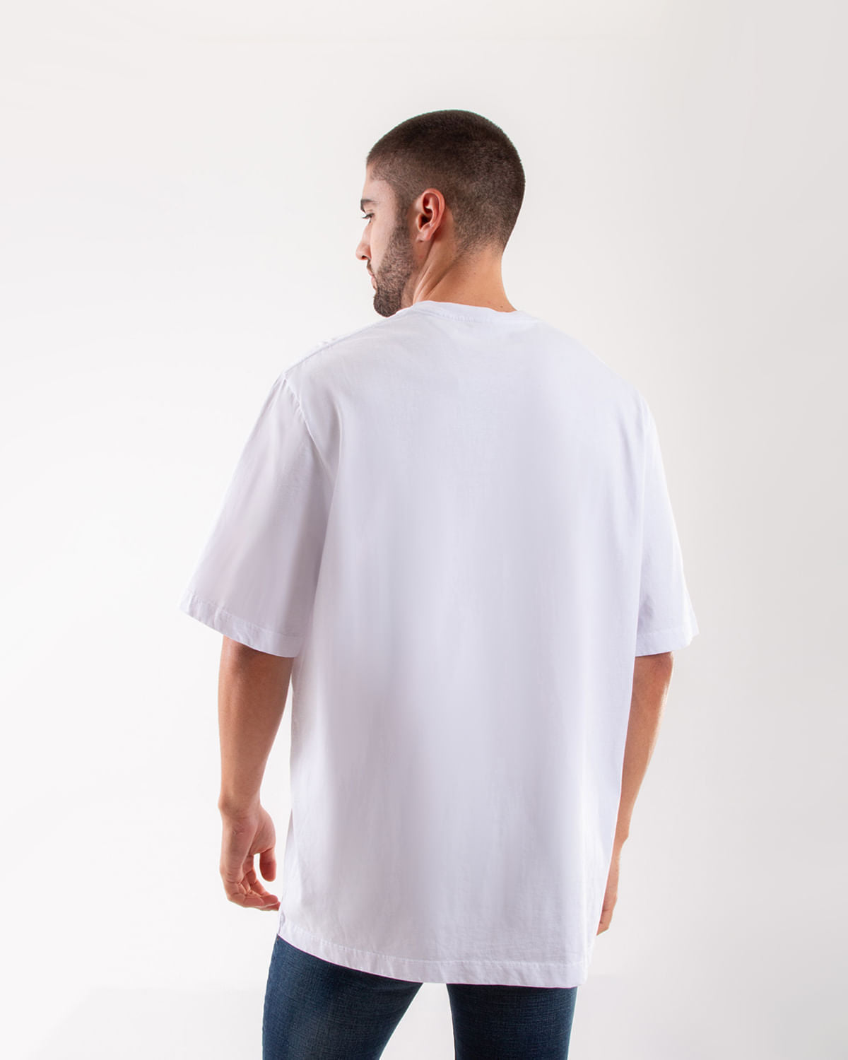 Camiseta Cuello Redondo Oxford 333609 Oversized Blanco