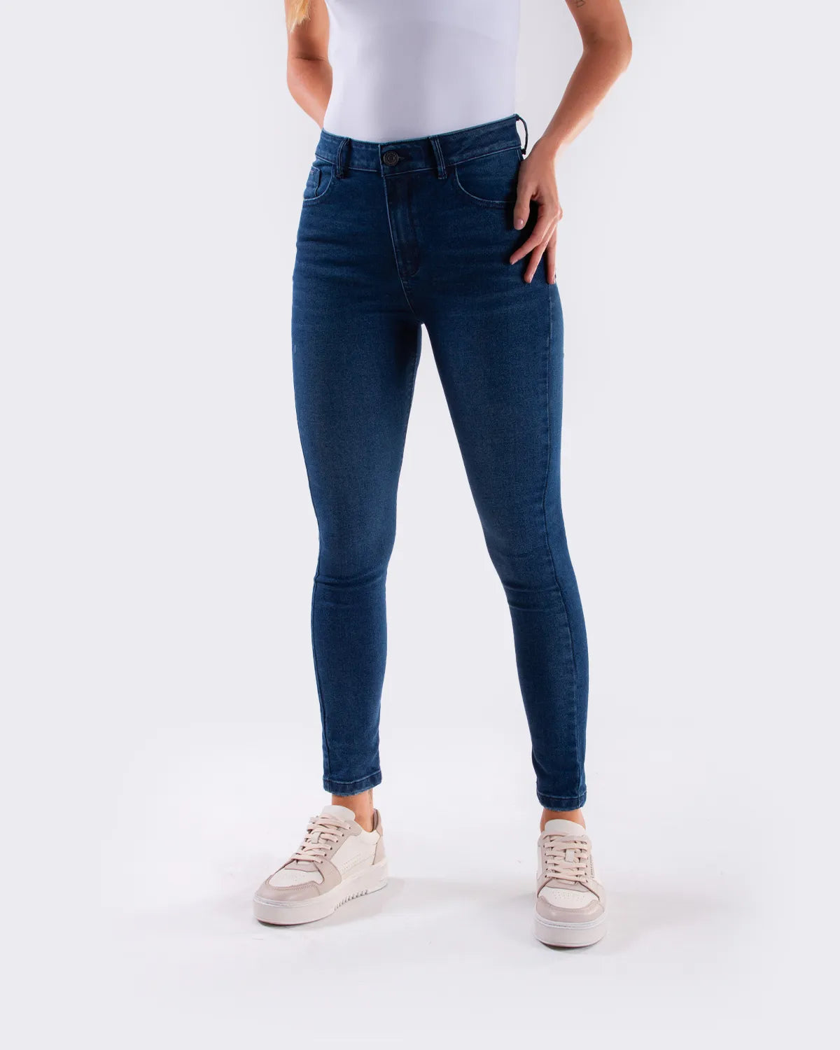 Jean Dama Oxford 041359 Tiro Alto Azul Medio