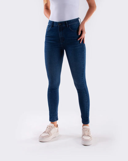 Jean Dama Oxford 041359 Tiro Alto Azul Medio