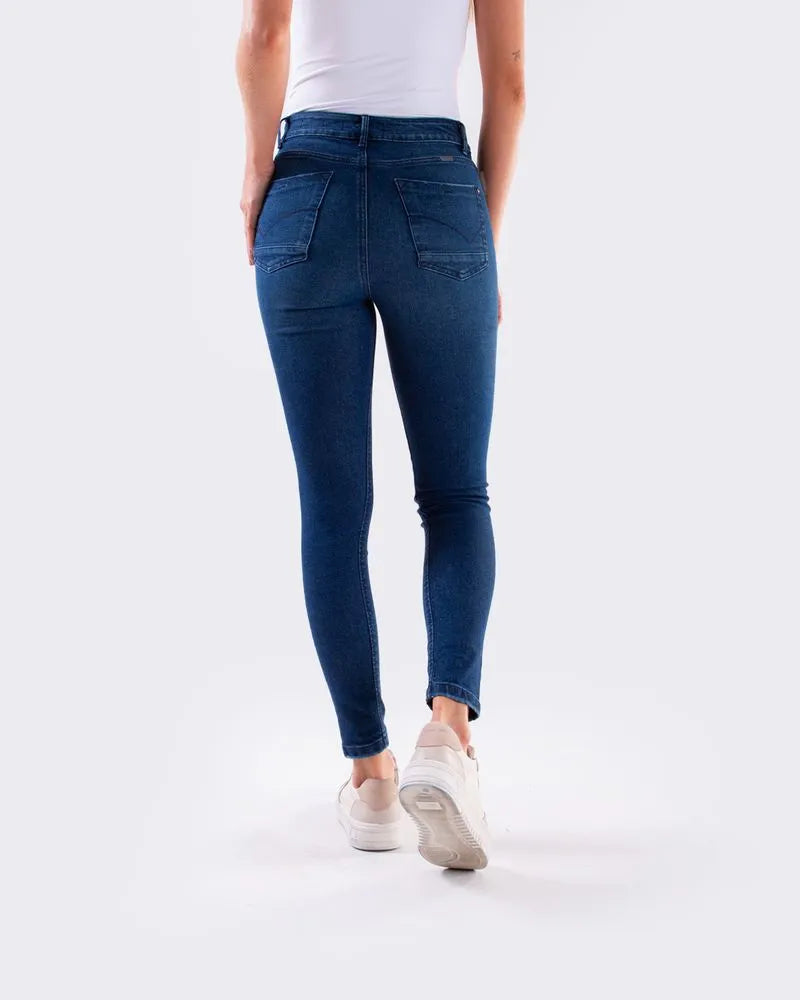 Jean Dama Oxford 041359 Tiro Alto Azul Medio