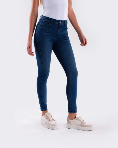 Jean Dama Oxford 041359 Tiro Alto Azul Medio