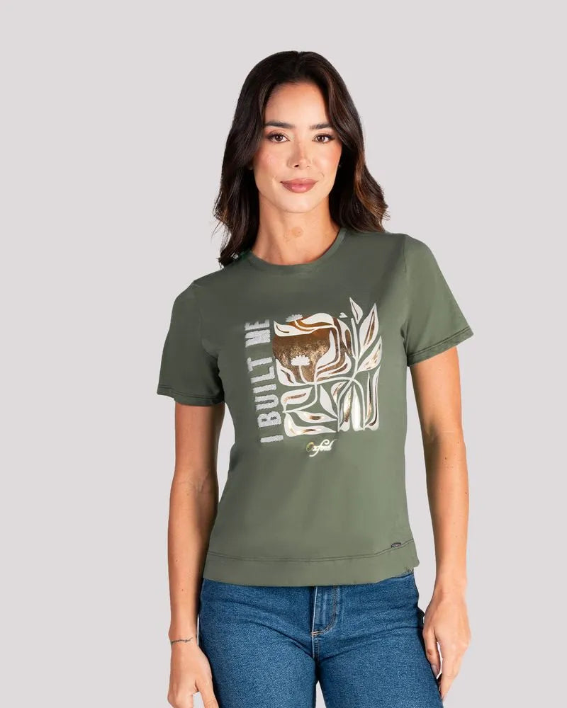 Camiseta Dama Oxford 641500 Cuello Redondo Verde Militar