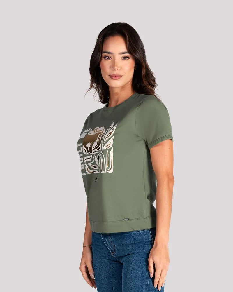 Camiseta Dama Oxford 641500 Cuello Redondo Verde Militar