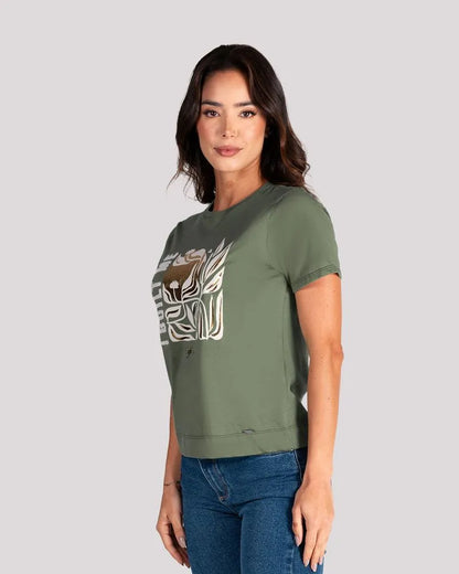Camiseta Dama Oxford 641500 Cuello Redondo Verde Militar