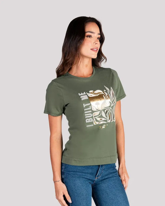 Camiseta Dama Oxford 641500 Cuello Redondo Verde Militar