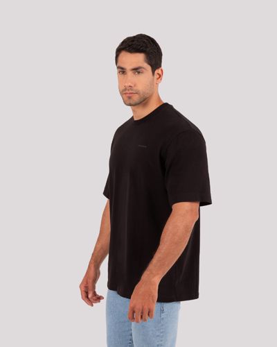 Camiseta Cuello Redondo Oxford 333663 Oversized Negro