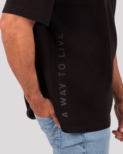 Camiseta Cuello Redondo Oxford 333663 Oversized Negro