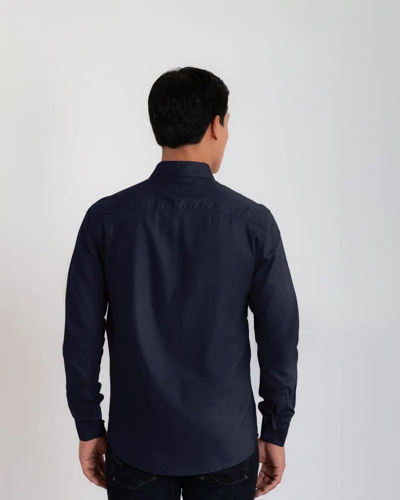 Camisa Manga Larga Oxford 032815 Slim Fit Azul Oscuro