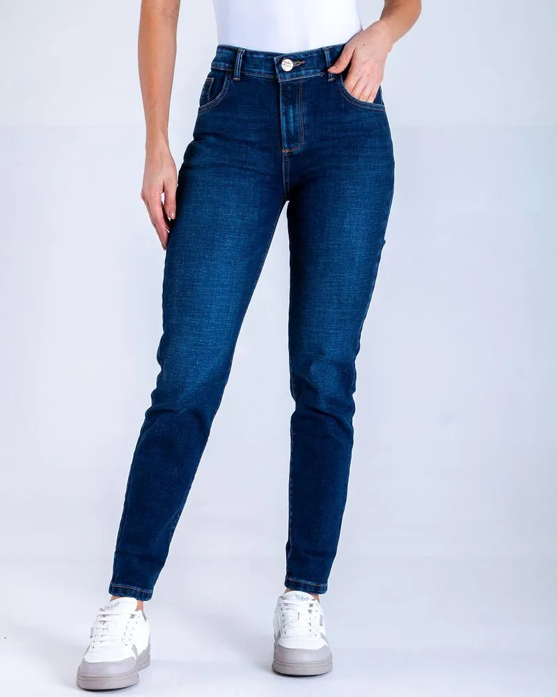 Jean Dama Oxford 041466 Tiro Medio Azul Medio Oscuro