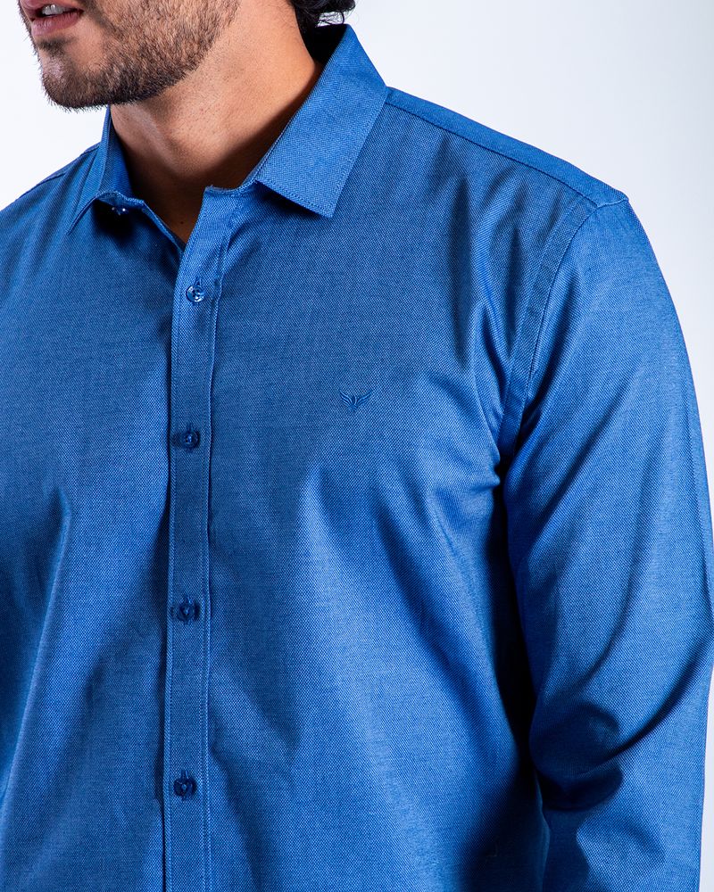 Camisa Manga Larga Oxford 032851 Slim Fit Azul
