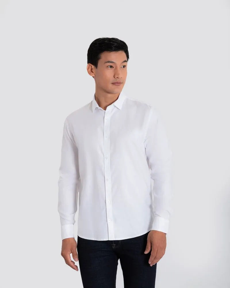 Camisa Manga Larga Oxford 032788 Slim Fit Blanco