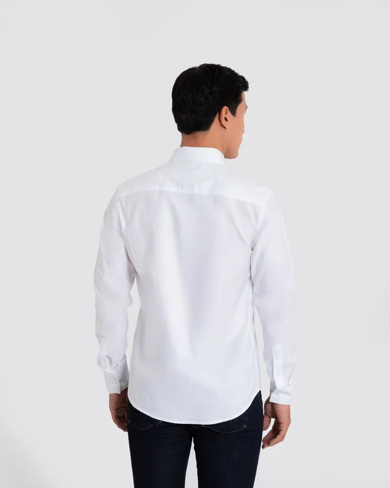 Camisa Manga Larga Oxford 032788 Slim Fit Blanco
