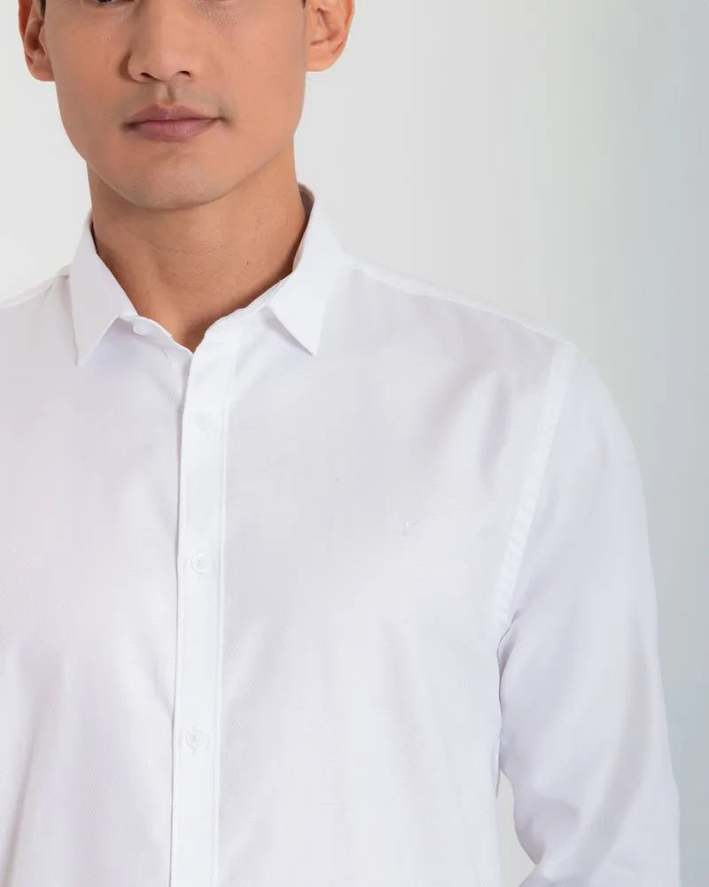 Camisa Manga Larga Oxford 032788 Slim Fit Blanco