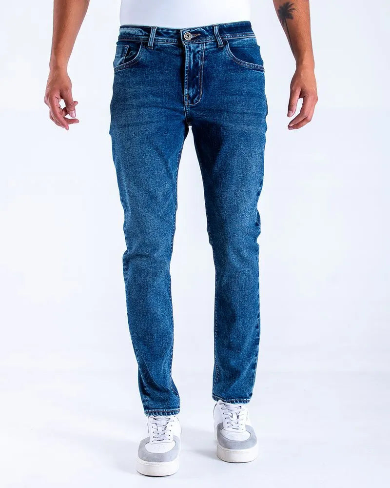 Jean Hombre Oxford 012121 Slim Azul Medio