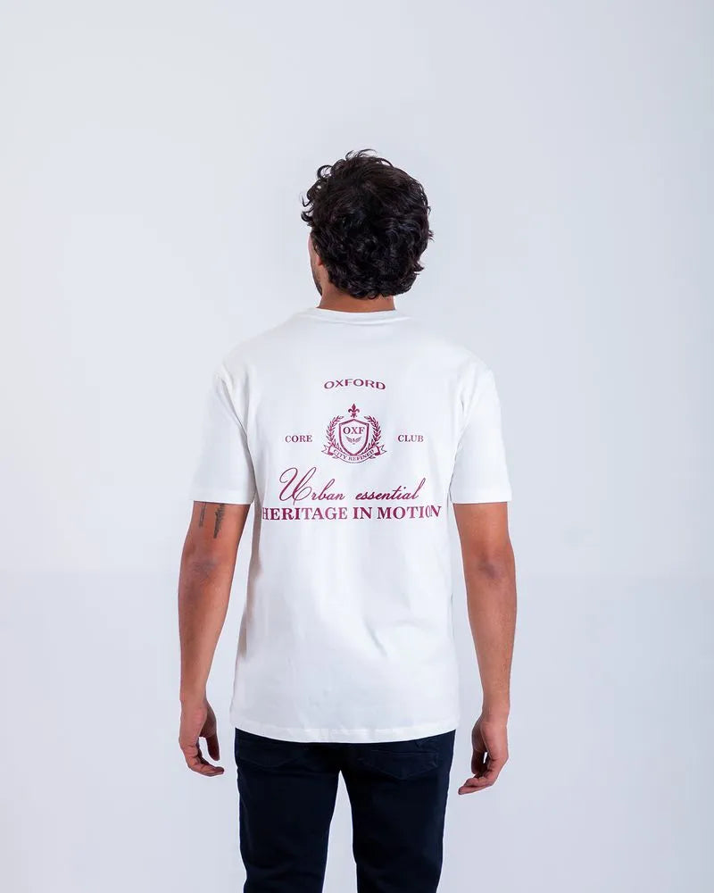 Camiseta Cuello Redondo Oxford 333764 Semi Regular Ivory Estampado