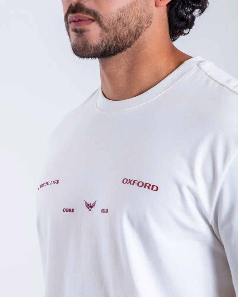 Camiseta Cuello Redondo Oxford 333764 Semi Regular Ivory Estampado