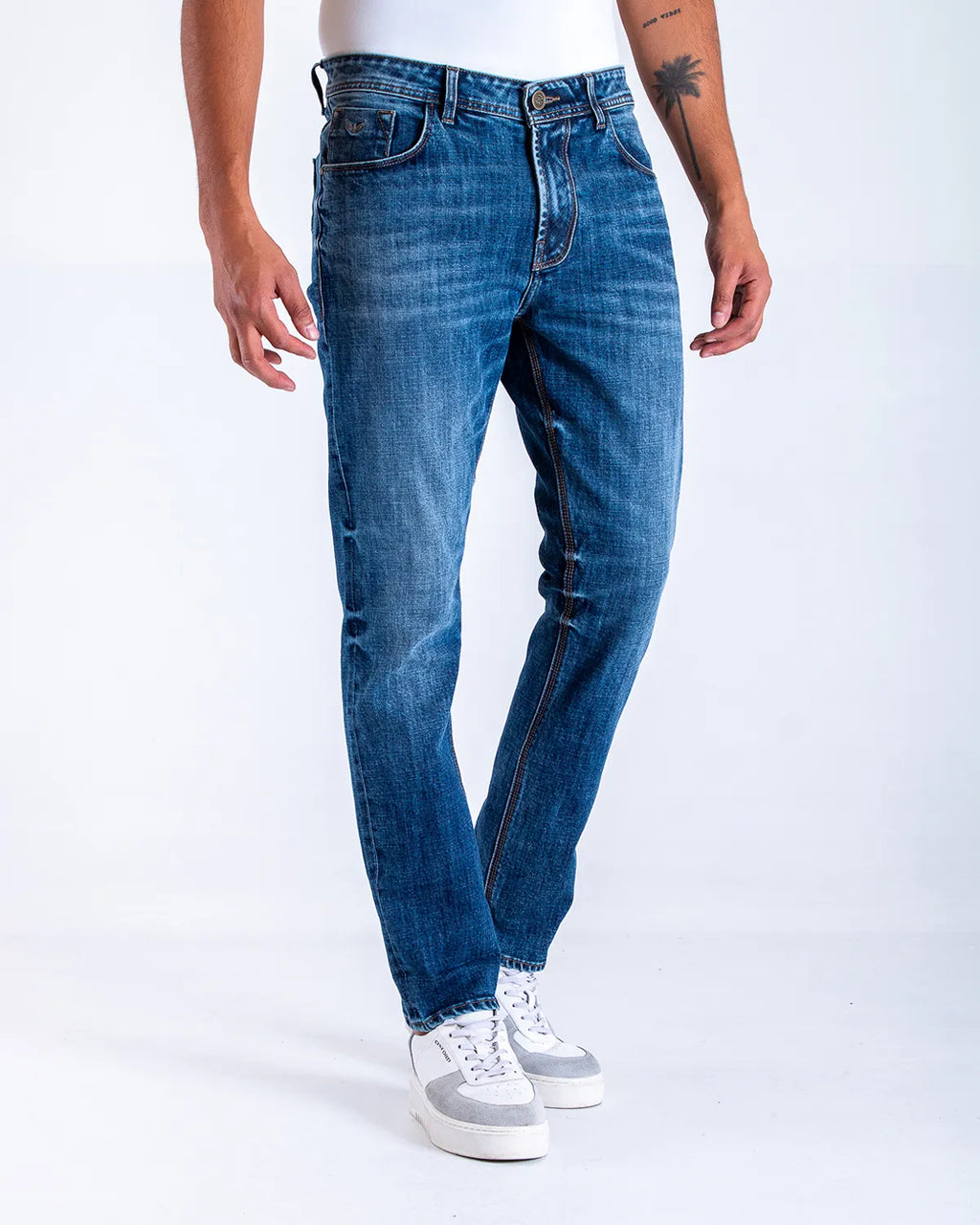 Jean Hombre Oxford 012134 Comfort Slim Azul Medio