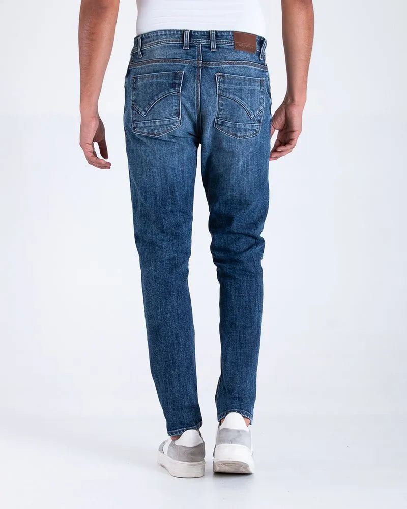 Jean Hombre Oxford 012134 Comfort Slim Azul Medio