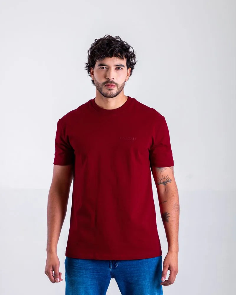 Camiseta Cuello Redondo Oxford 333761 Semi Regular Rojo Estampado