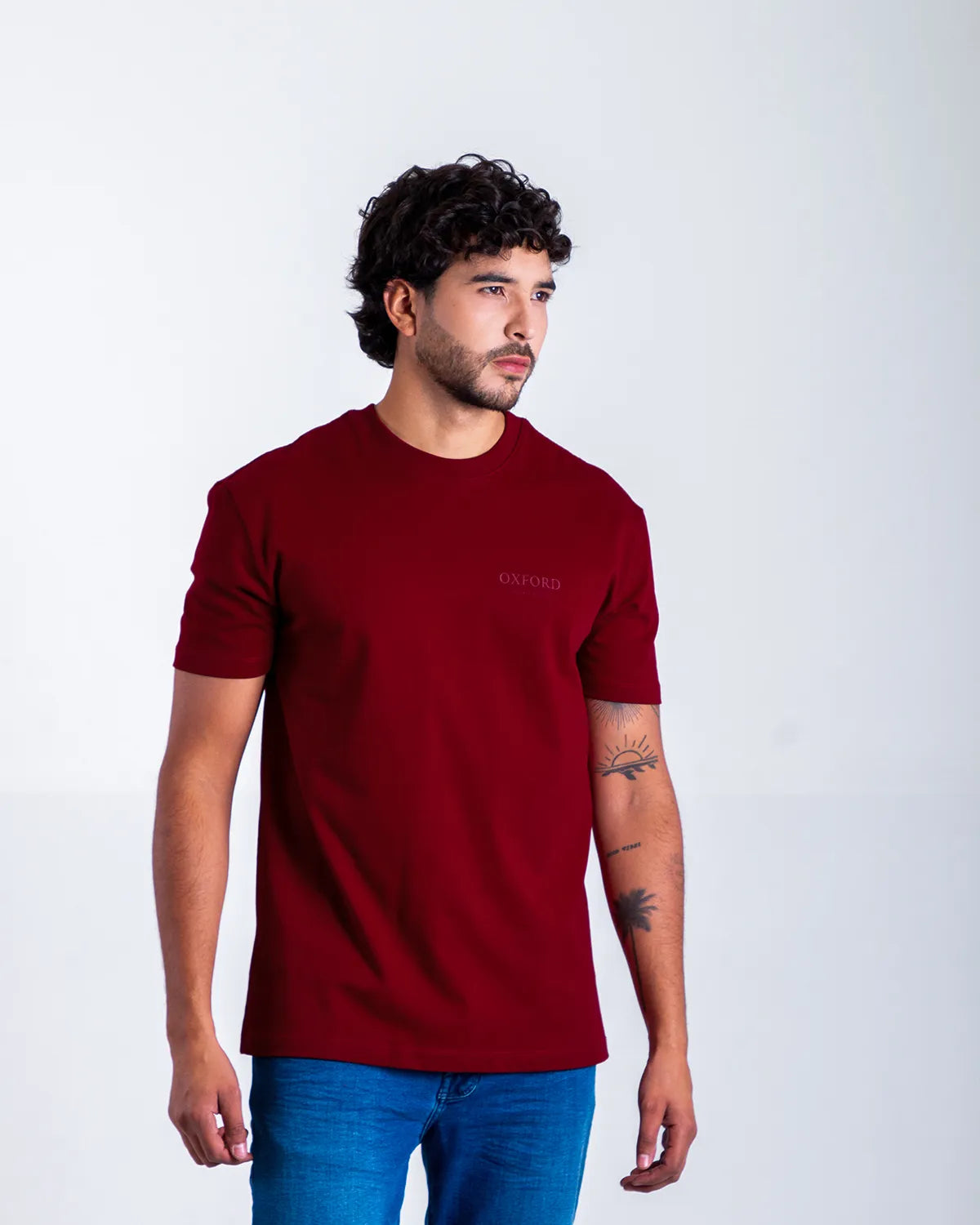 Camiseta Cuello Redondo Oxford 333761 Semi Regular Rojo Estampado