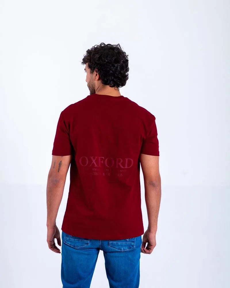 Camiseta Cuello Redondo Oxford 333761 Semi Regular Rojo Estampado