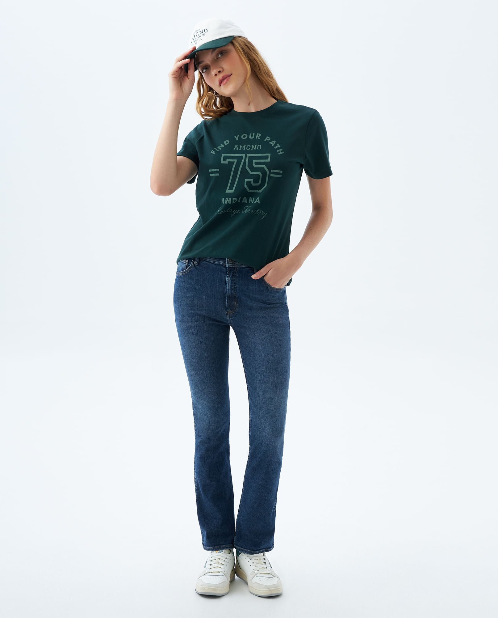 Jean Dama Americanino 330F604 Dallas Jegging Bota Recta Azul Medio