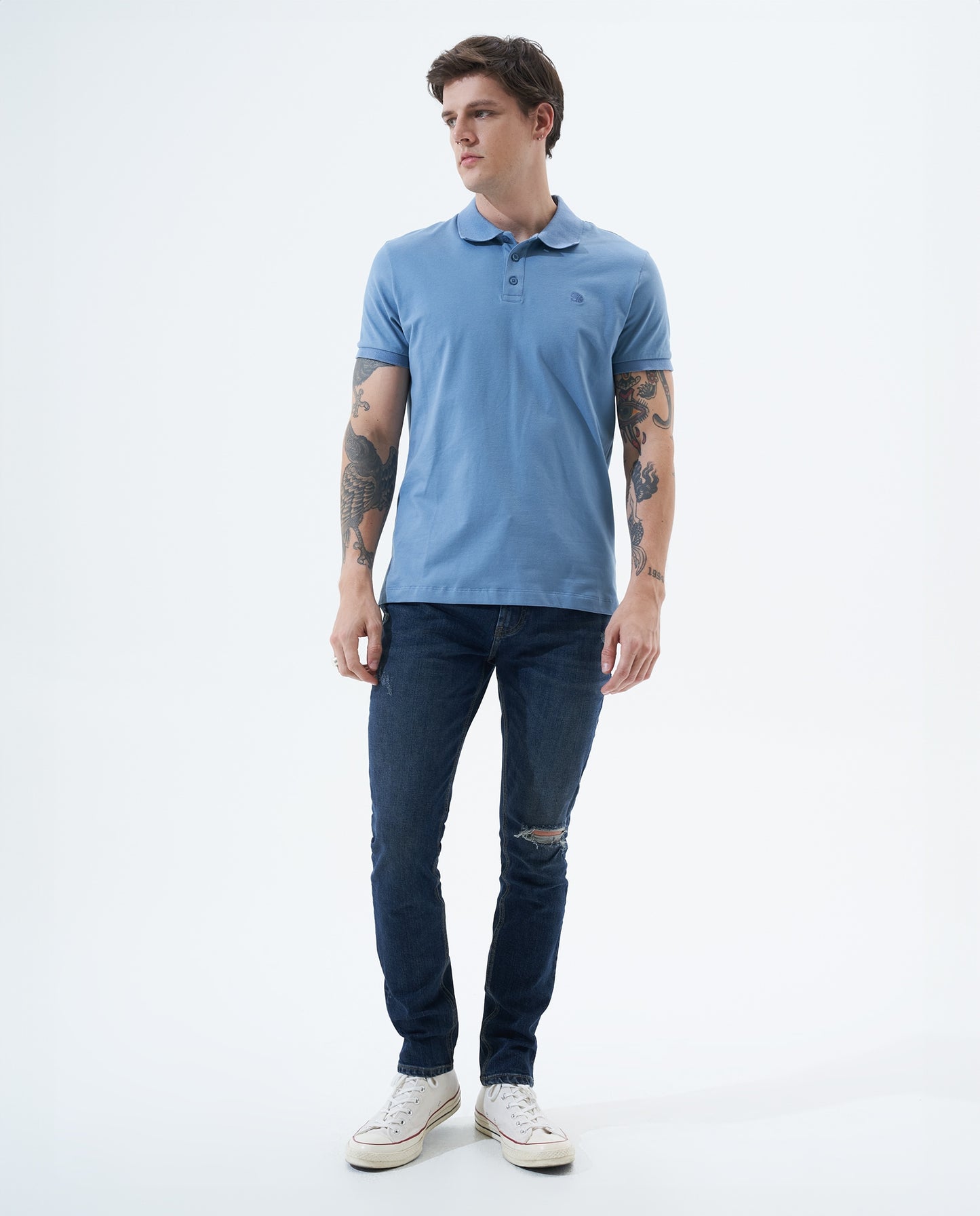 Camiseta Polo Americanino 800B703 Slim Fit Gris Azulado