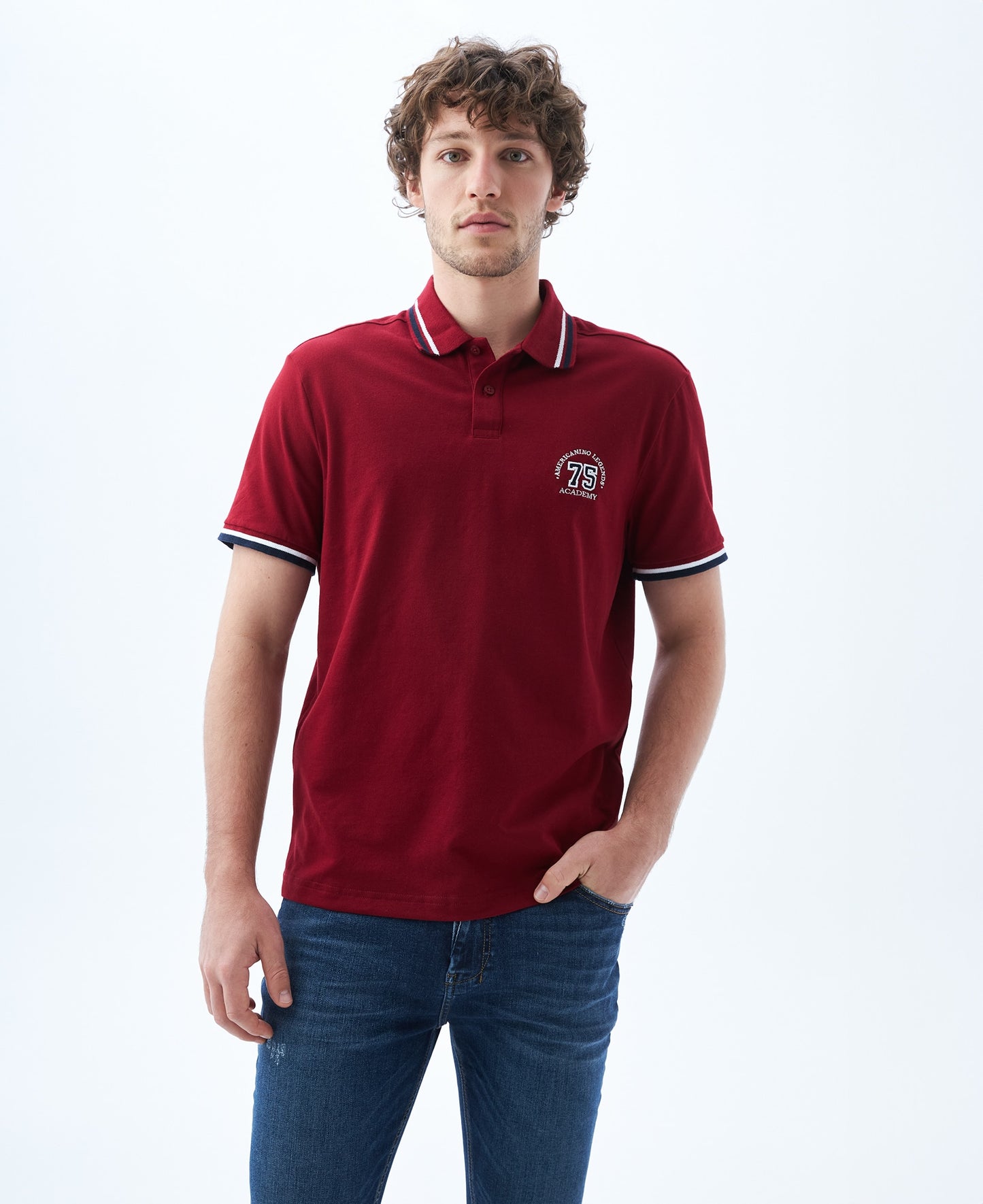 Camiseta Polo Americanino 809E012 Classic Fit Rojo Oscuro
