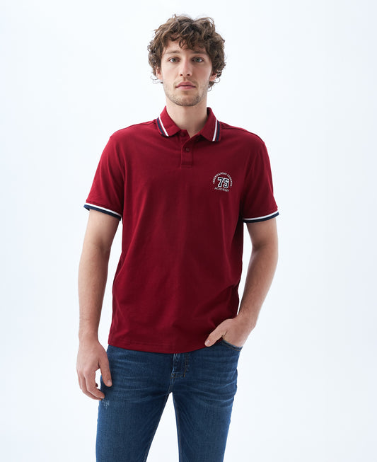 Camiseta Polo Americanino 809E012 Classic Fit Rojo Oscuro