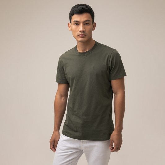 Camiseta Cuello Redondo Americanino 840D000 Basica Slim Fit Verde Militar Oscuro