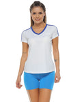 Racketball Camiseta Basica Cuello V Con Sesgos Mujer 93742 Blanco