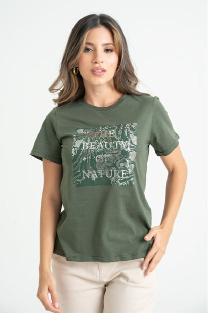 Camiseta Dama Ragstyle Pf31122149 Verde Militar