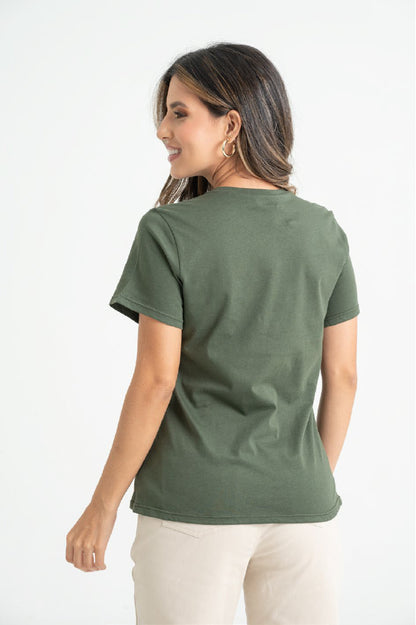 Camiseta Dama Ragstyle Pf31122149 Verde Militar
