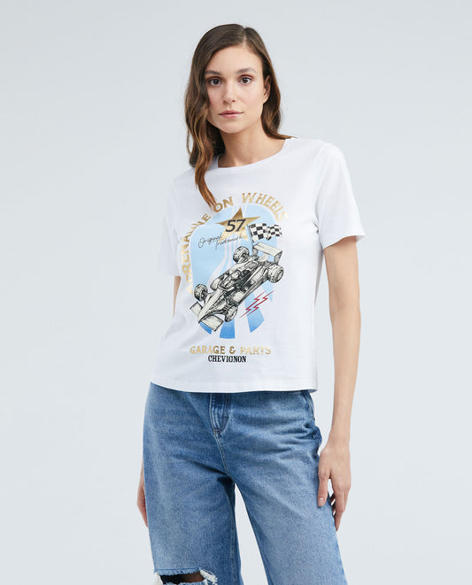 Camiseta Dama Chevignon 709E931 Racing Blanco