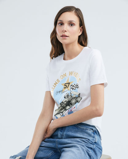 Camiseta Dama Chevignon 709E931 Racing Blanco