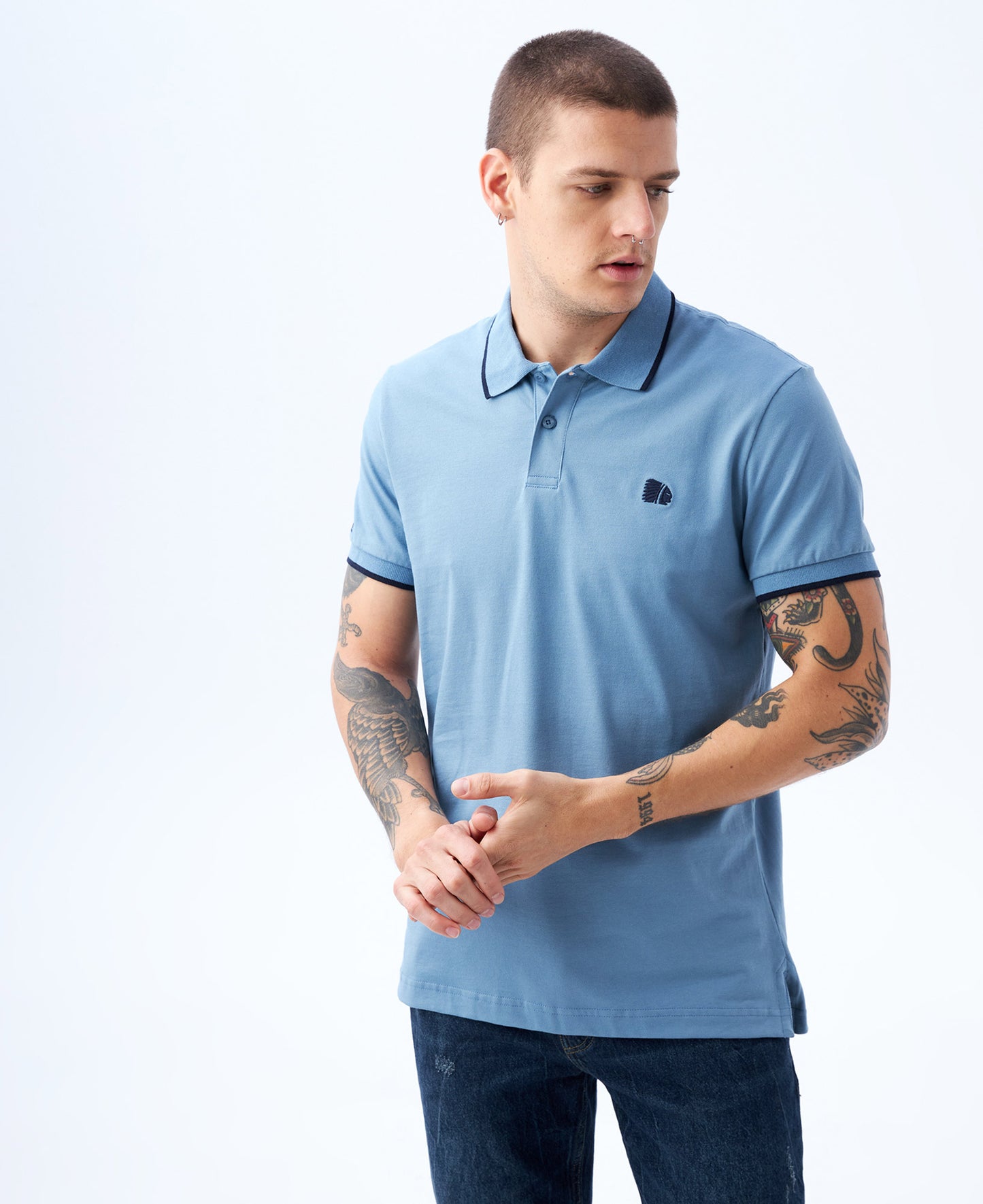 Camiseta Polo Americanino 800B803 Slim Fit Azul Medio
