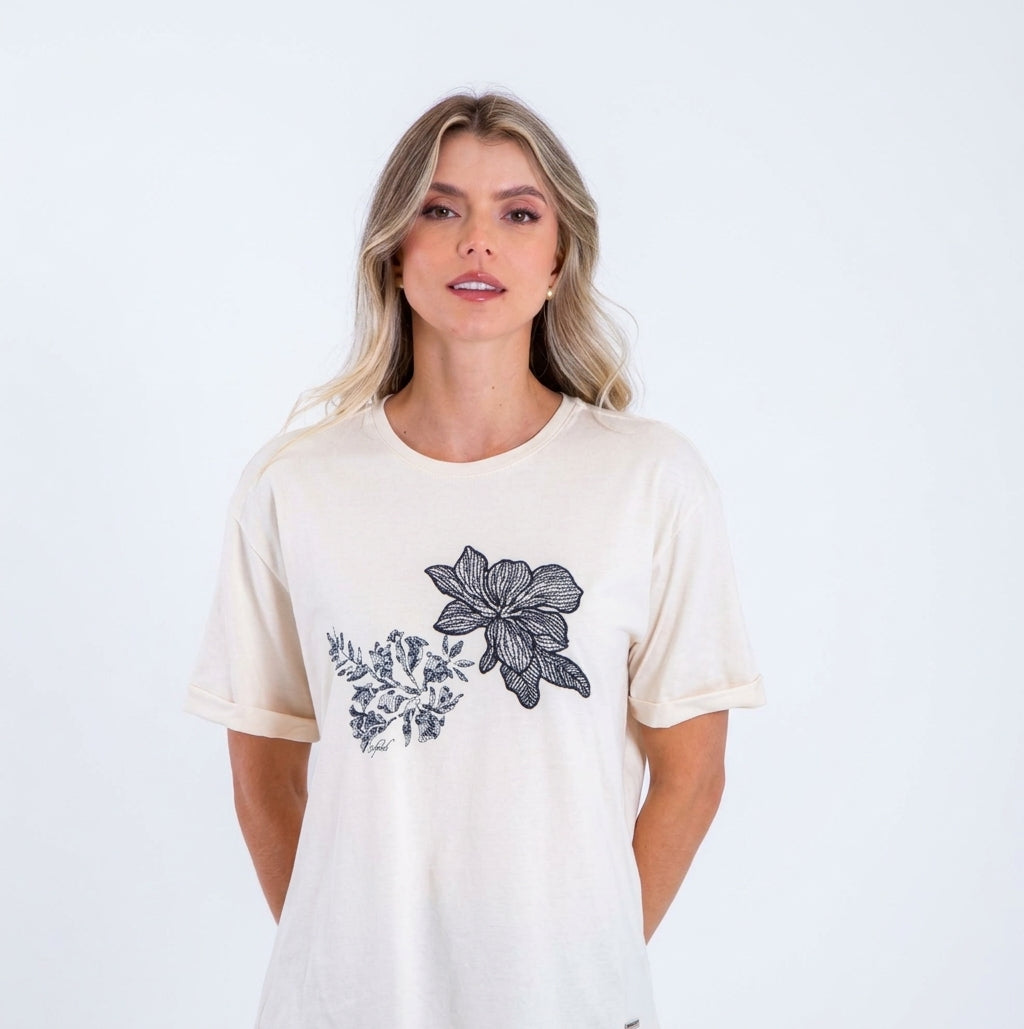 Camiseta Dama Oxford 641586 Cuello Redondo Ivory