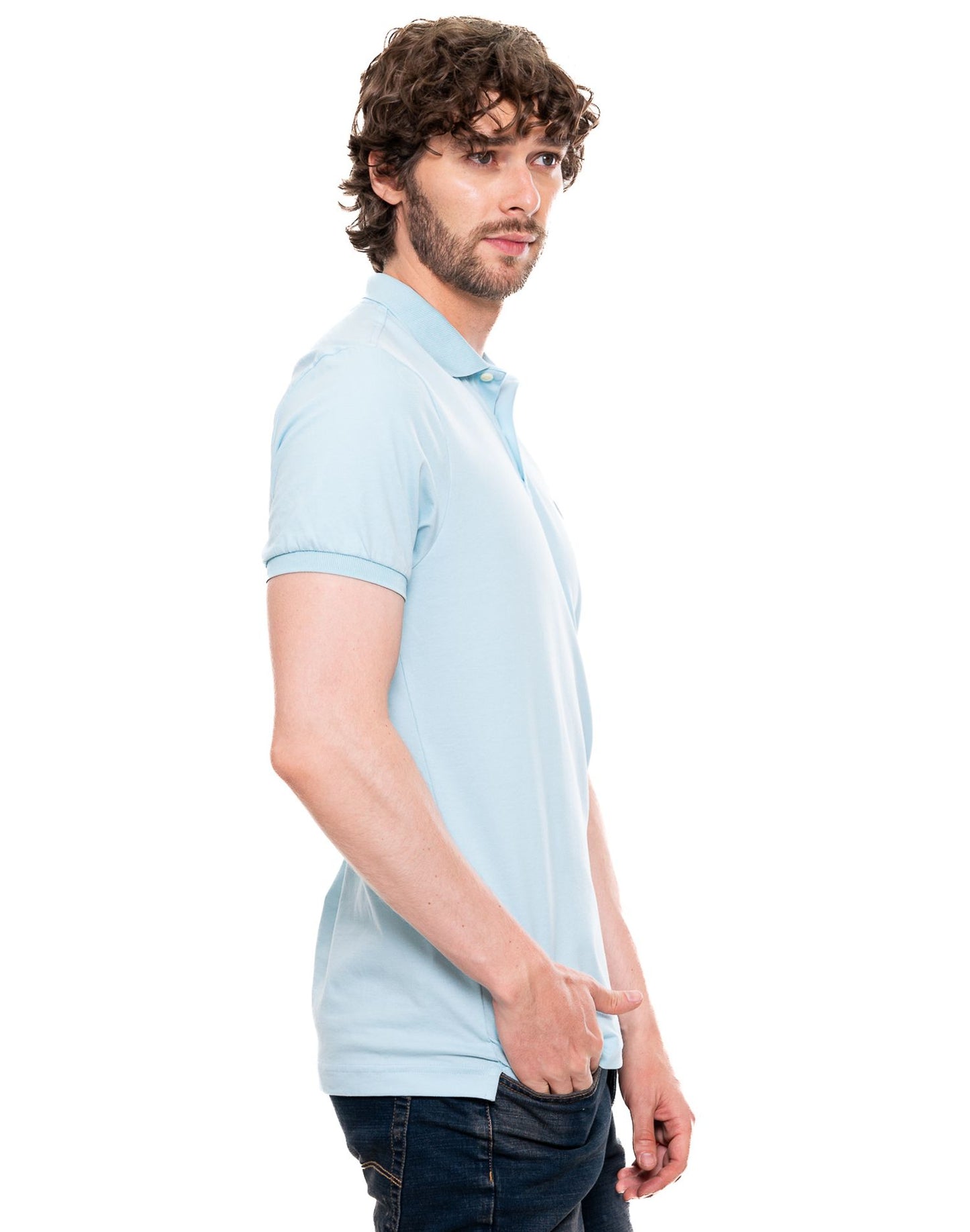 Camiseta Polo Color Blue 342903 Slim Azul Claro