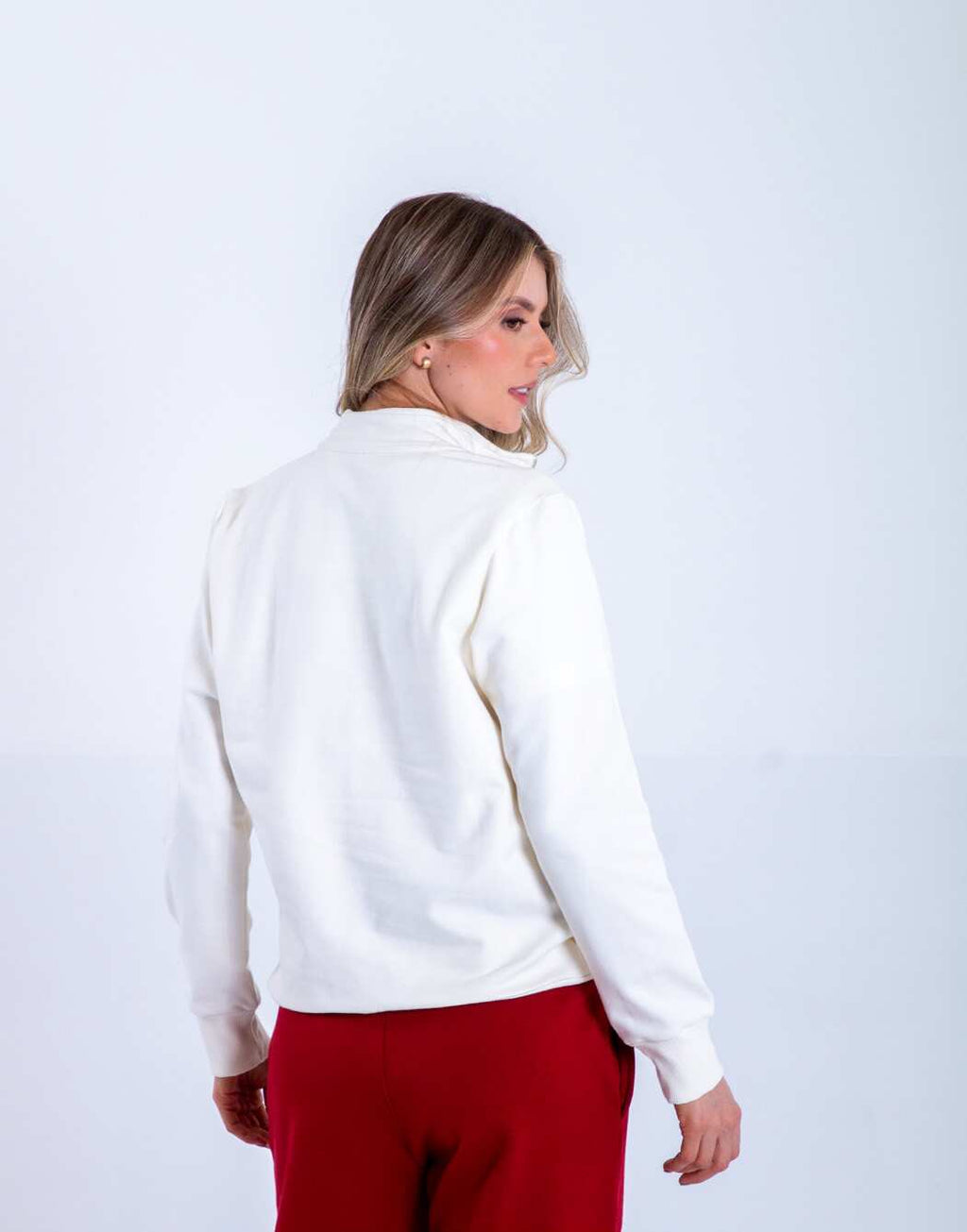 Buzo Dama Oxford 117072 Media Cremallera Ivory