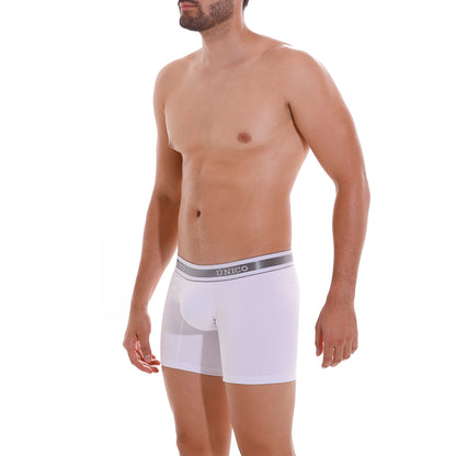 Boxer Unico Clasico Lustre M22 Medio Microfibra Blanco