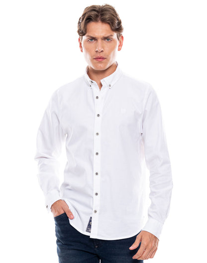 Camisa Manga Larga Color Blue 312601 Blanco