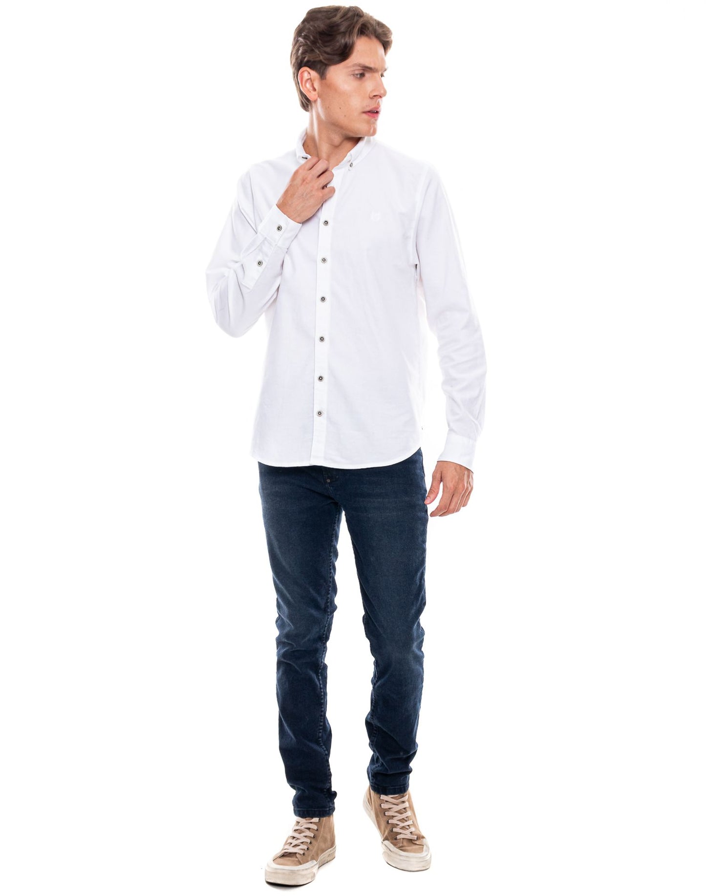 Camisa Manga Larga Color Blue 312601 Blanco