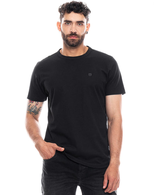 Camiseta Cuello Redondo Color Blue 2I2301 Basica Negro