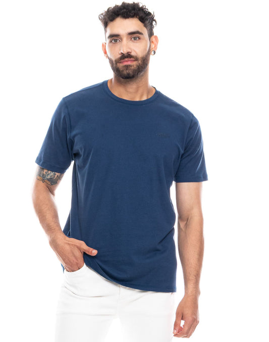 Camiseta Cuello Redondo Color Blue 322308 Slim Fit Azul Oscuro