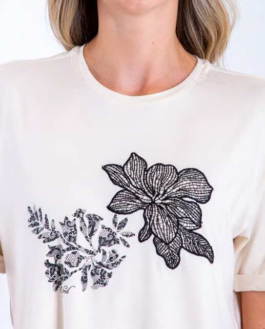 Camiseta Dama Oxford 641586 Cuello Redondo Ivory