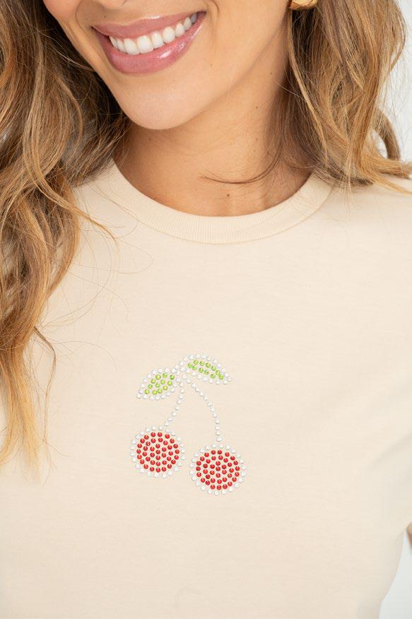 Camiseta Dama Ragstyle Pf31122422 Cerezas Beige Claro